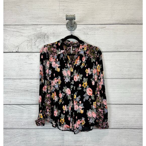 Free People Women's Hold On To Me Floral Long Sleeve Button Up Top Size Small - Picture 1 of 9